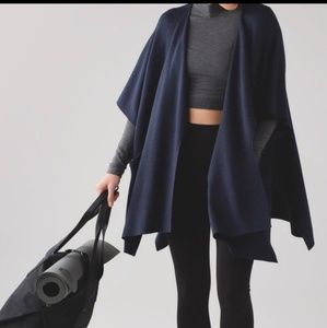 lululemon athletica Navy Blue Draped Poncho Sweater
